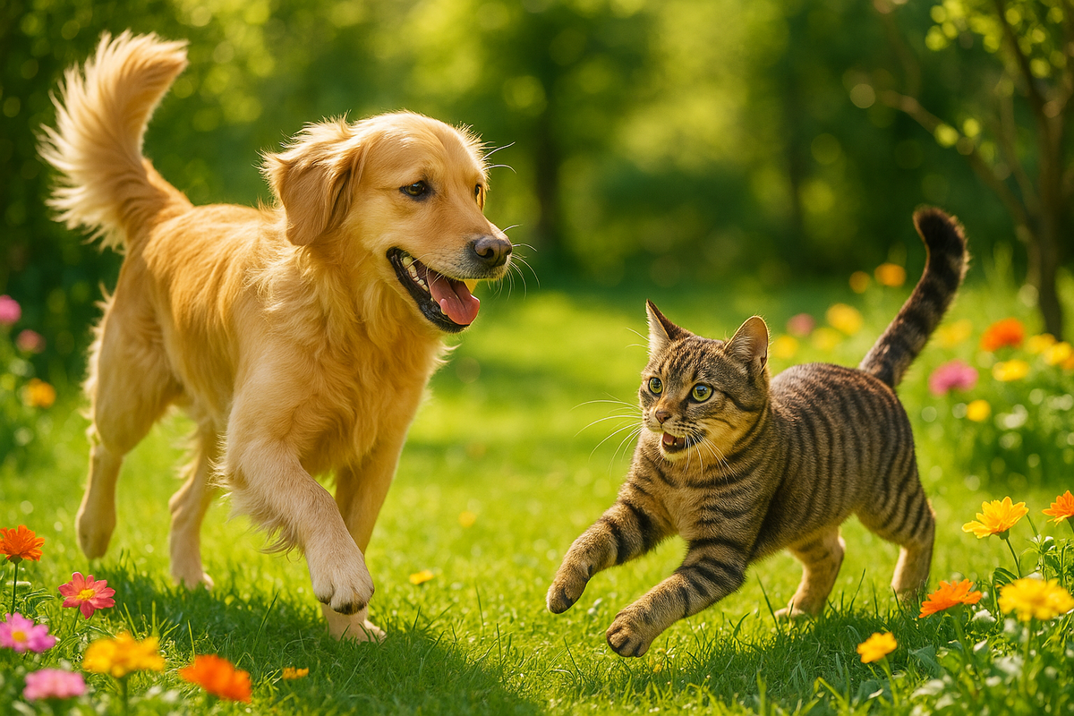chien et chat qui s'amusent 
